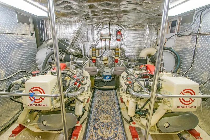 Slide: The Image of Engine room of 1990 Kha Shing Flush Deck Motor Yacht with Detroit Diesel engines. - 63