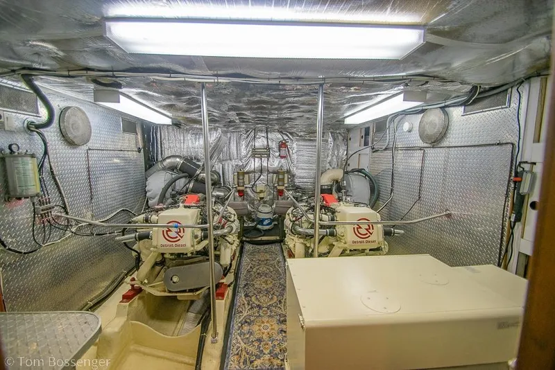 Slide: The Image of Engine room of a 1990 Kha Shing Flush Deck Motor Yacht with Detroit Diesel engines. - 62