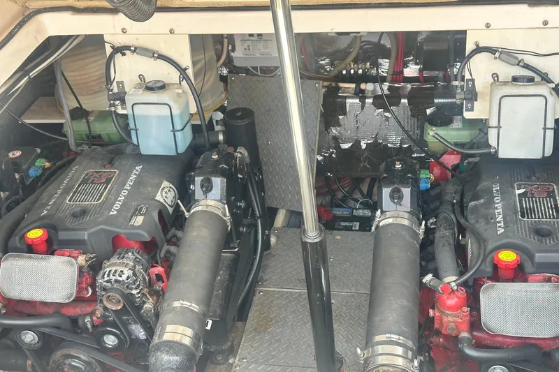Slide: The Image of Engine compartment of a 2005 Regal Commodore 4060 with dual Volvo Penta engines. - 32