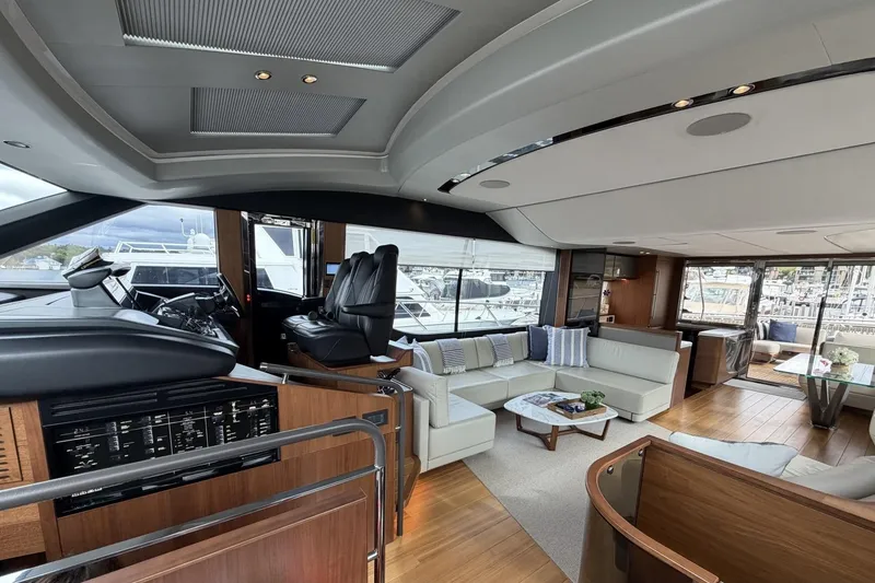 Slide: The Image of Luxurious interior of 2020 Princess S78 yacht with modern seating and helm station. - 24
