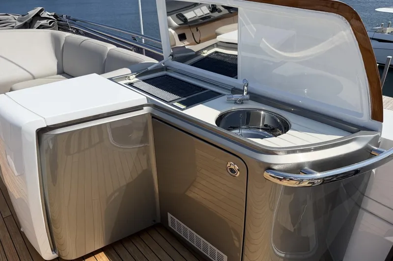 Slide: The Image of Luxury yacht Princess S78 2020 outdoor kitchenette with sink and grill on deck. - 77