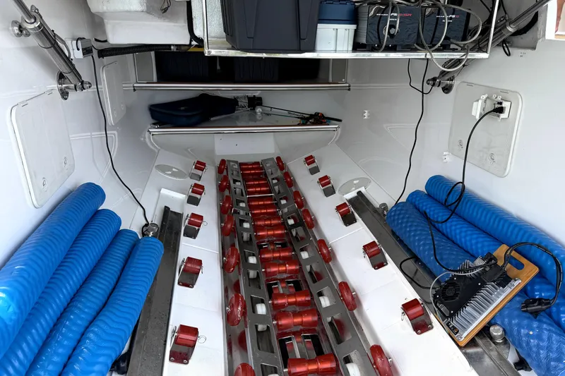 Slide: The Image of Interior of a 2020 Princess S78 yacht showcasing storage and equipment setup. - 89