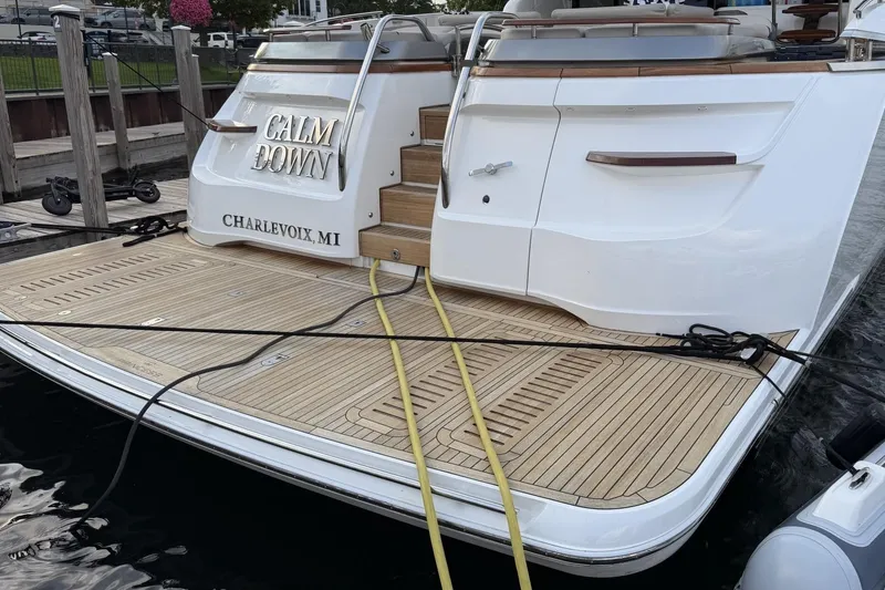 Slide: The Image of Luxury yacht "Calm Down" docked in Charlevoix, MI, Princess S78, 2020 model. - 110