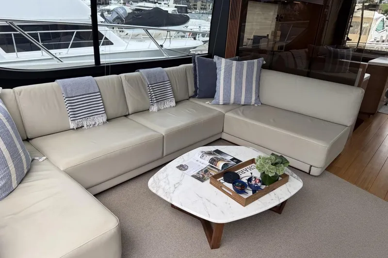Slide: The Image of Luxurious interior of 2020 Princess S78 yacht with elegant seating and decor. - 27