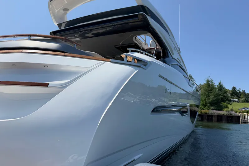 Slide: The Image of Luxurious 2020 Princess S78 yacht docked, showcasing sleek design and elegant craftsmanship. - 101