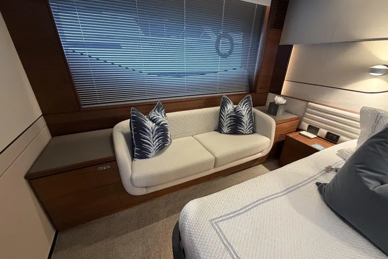 Slide: The Image of Luxurious interior of 2020 Princess S78 yacht with elegant sofa and decorative pillows. - 53