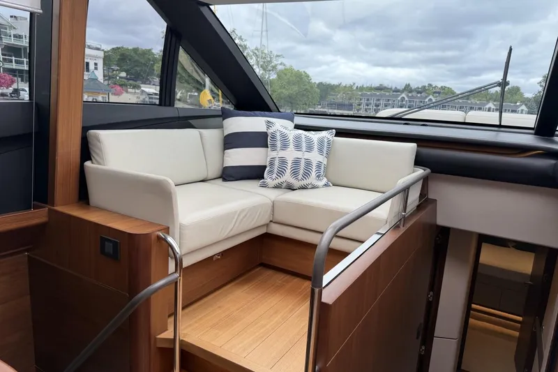 Slide: The Image of Luxurious interior of 2020 Princess S78 yacht with elegant seating and decorative pillows. - 29