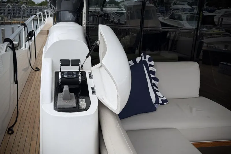 Slide: The Image of Luxury yacht Princess S78 2020 with sleek deck controls and comfortable seating area. - 20