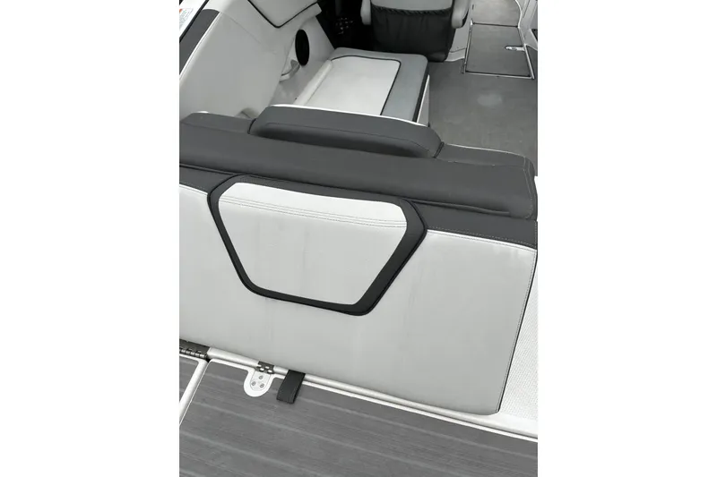 Slide: The Image of 2023 Yamaha Boats AR250 interior seating with sleek, modern design and comfortable upholstery. - 23