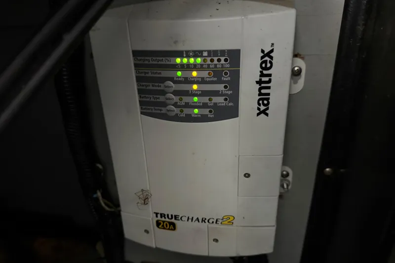 Slide: The Image of Xantrex TrueCharge2 20A battery charger on 1999 Sea Ray 380 Sundancer boat. - 20