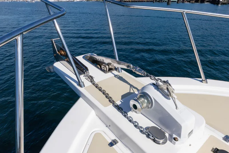 Slide: The Image of Bow of 2006 North Pacific 52 yacht with anchor and winch system. - 47