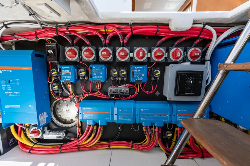 Slide: The Image of Electrical system of a 2006 North Pacific 52 yacht, featuring Victron Energy components. - 51