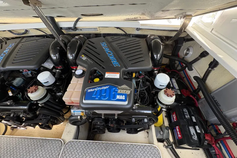 Slide: The Image of Engine compartment of a 2007 Formula 330 Sun Sport with MerCruiser 496 MAG engines. - 23