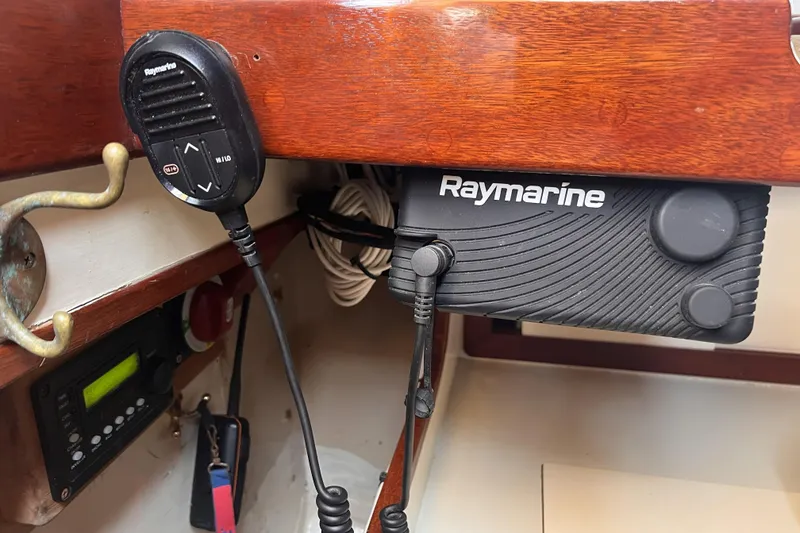 Slide: The Image of Raymarine marine radio equipment on 1977 Alajuela 38 MKI sailboat interior. - 37