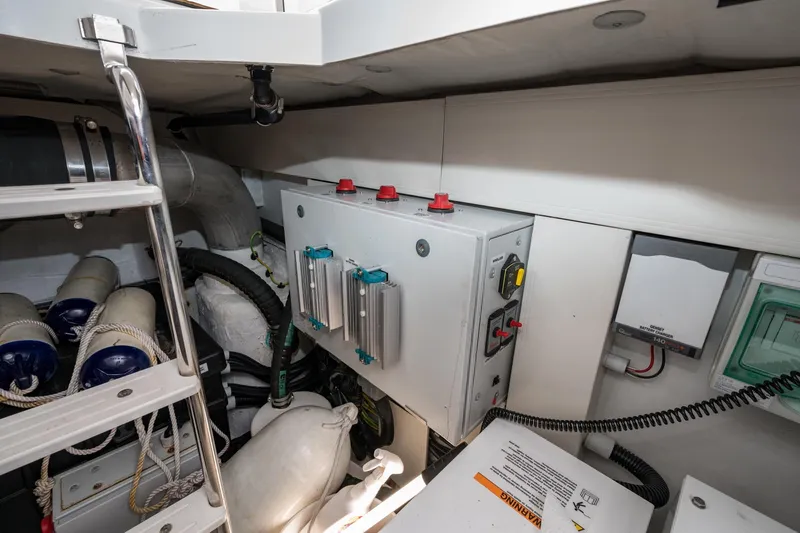 Slide: The Image of Engine room of 2020 Azimut Fly 50 yacht with control panels and equipment. - 68
