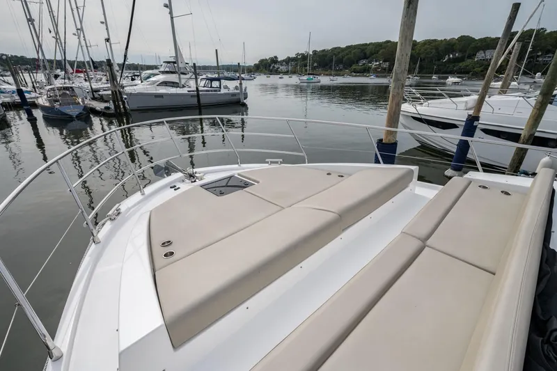 Slide: The Image of Azimut Fly 50 yacht, 2020 model, docked with spacious sunbathing area. - 20