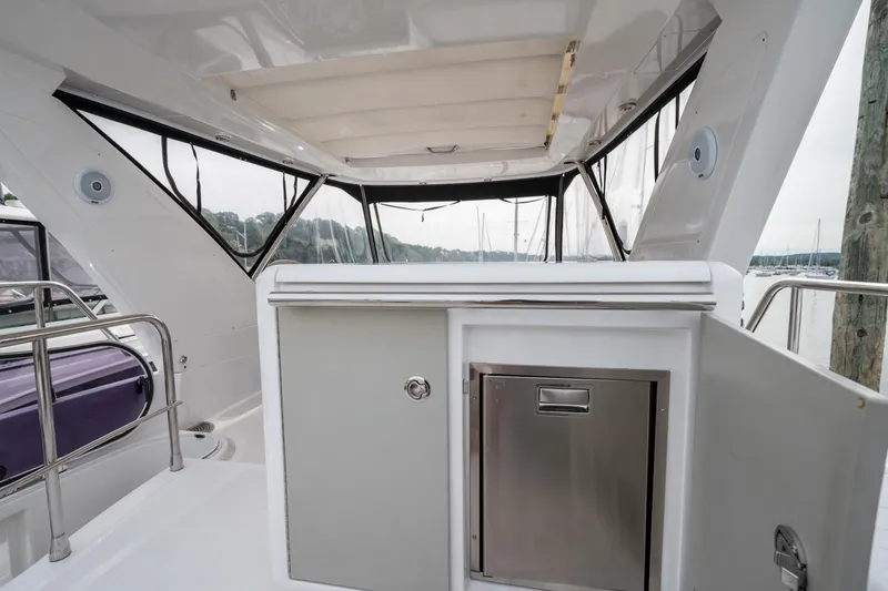 Slide: The Image of Azimut Fly 50 yacht interior, featuring sleek cabinetry and modern design, 2020 model. - 31