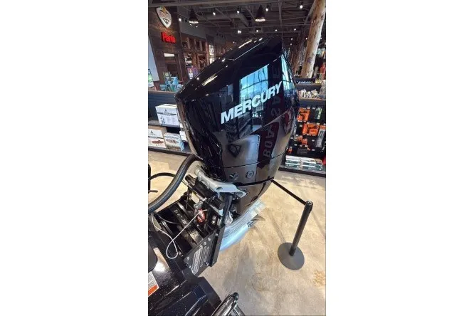 Slide: The Image of Outboard motor display in store, featuring Mercury engine on Nitro ZV21 Pro, 2026 model. - 4
