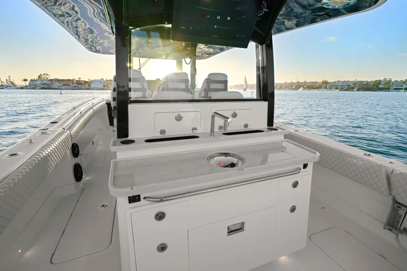 Slide: The Image of The image shows the cockpit of a 2026 HCB 42 Lujo with sleek features. - 41