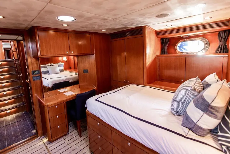 Slide: The Image of Luxurious 2004 Ta Chiao Custom Pilothouse Cutter cabin with elegant wood interior. - 39