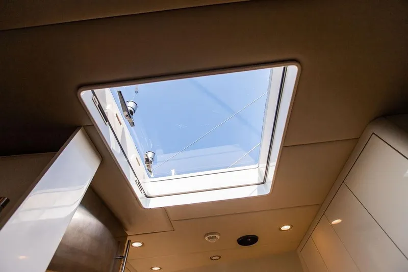 Slide: The Image of Interior view of 2004 Ta Chiao Custom Pilothouse Cutter skylight, showcasing modern design. - 54
