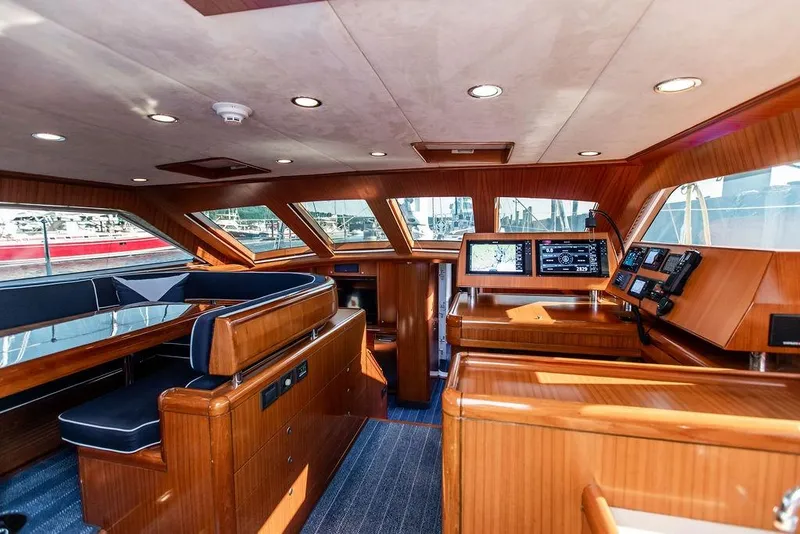 Slide: The Image of Luxurious 2004 Ta Chiao Custom Pilothouse Cutter interior with modern navigation equipment. - 27