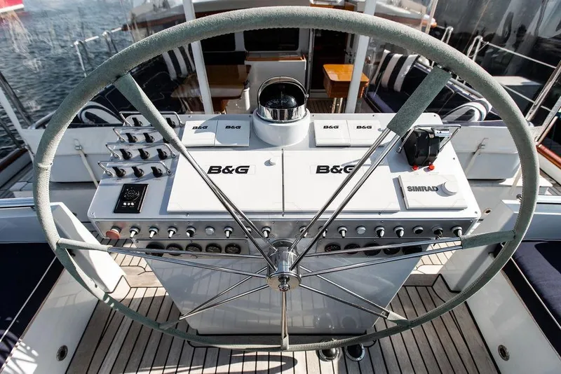 Slide: The Image of Pilothouse of 2004 Ta Chiao Custom Pilothouse Cutter with B&G navigation equipment. - 4
