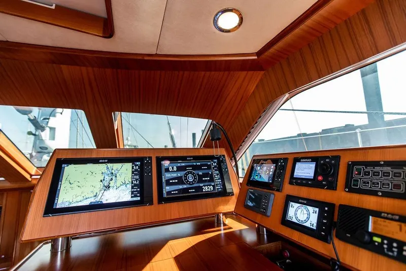 Slide: The Image of Pilothouse interior of 2004 Ta Chiao Custom Pilothouse Cutter with navigation displays. - 23