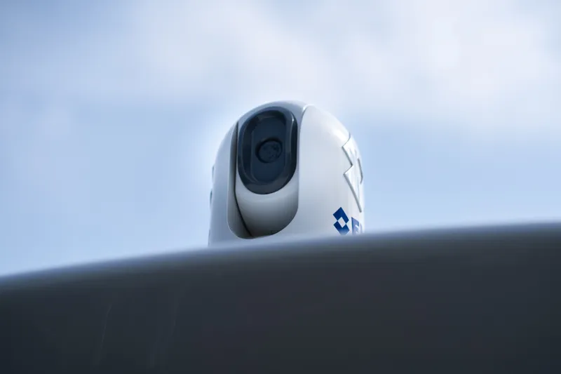 Slide: The Image of Close-up of a 2023 Monterey 378SS Super Sport camera against a clear sky. - 45
