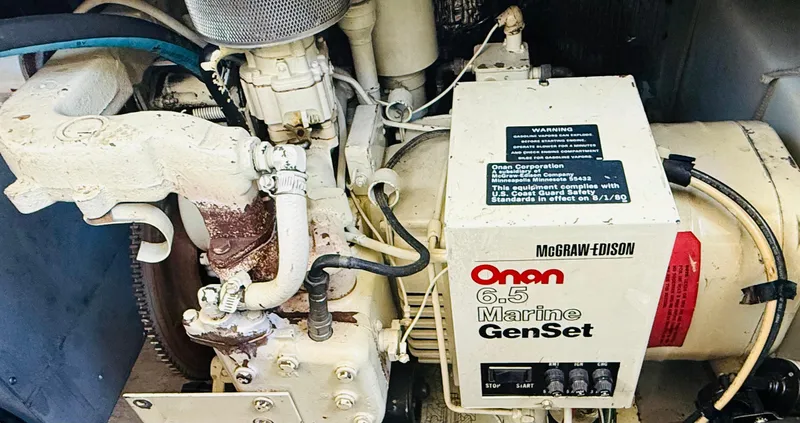 Slide: The Image of Onan 6.5 Marine GenSet in 1983 Silverton 402 Motor Yacht engine room. - 33