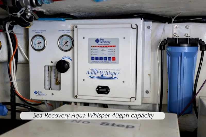 Slide: The Image of Sea Recovery Aqua Whisper system in 2004 McKinna 57 Pilothouse, 40gph capacity. - 49