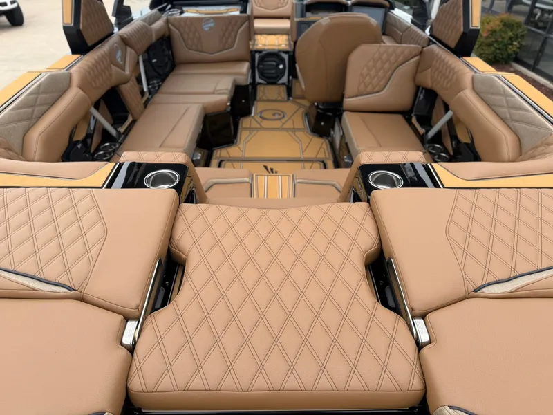 Slide: The Image of Luxurious interior of a Tigé 24RZX boat with elegant quilted leather seating and modern details. - 8
