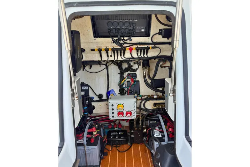 Slide: The Image of Electrical system of a 2018 Yellowfin 26 Hybrid boat, showcasing wiring and components. - 24