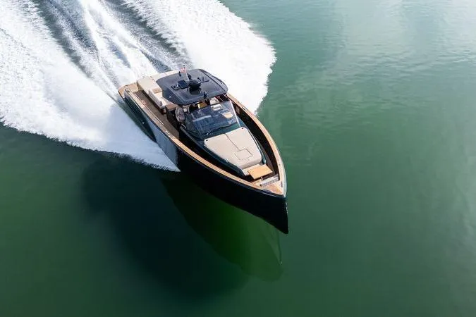 Slide: The Image of 2020 Pardo Yachts 50 cruising on calm water, showcasing sleek design and powerful performance. - 15