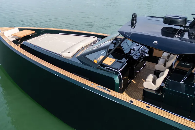 Slide: The Image of Luxurious 2020 Pardo Yachts 50 with sleek design and spacious deck on calm waters. - 8