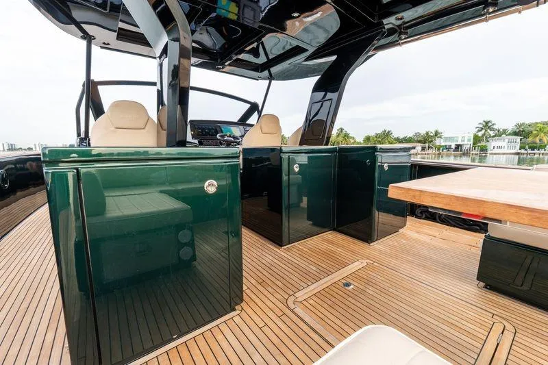 Slide: The Image of Luxurious 2020 Pardo Yachts 50 interior with sleek cabinetry and elegant wood flooring. - 55