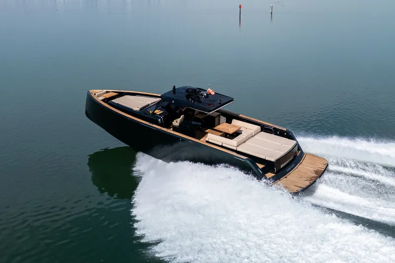 Slide: The Image of 2020 Pardo Yachts 50 cruising on calm waters, showcasing sleek design and luxury. - 34
