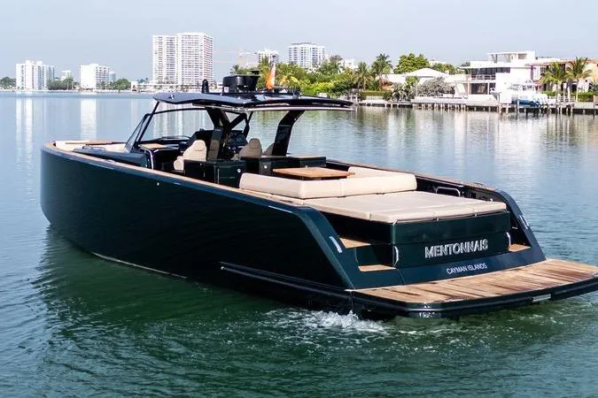 Slide: The Image of Luxury 2020 Pardo Yachts 50 cruising in a scenic waterfront setting. - 7