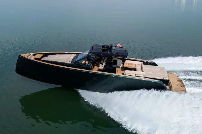 Slide: The Image of 2020 Pardo Yachts 50 cruising on water, showcasing sleek design and luxury features. - 26