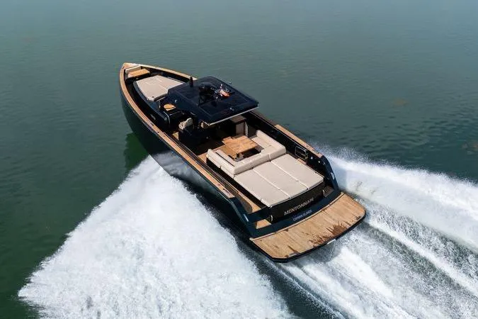 Slide: The Image of 2020 Pardo Yachts 50 cruising on water, showcasing sleek design and luxury features. - 25