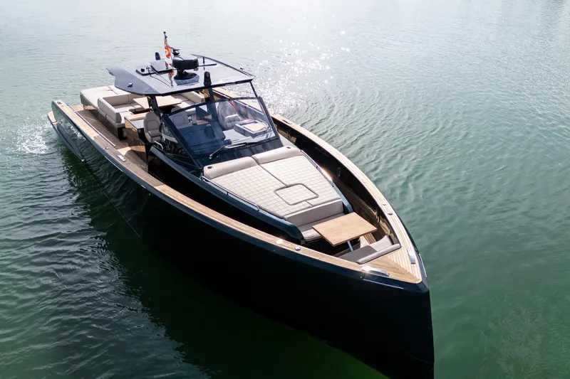 Slide: The Image of Luxury 2020 Pardo Yachts 50 cruising on calm waters, showcasing sleek design. - 11