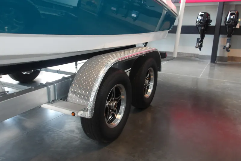 Slide: The Image of 2026 Tahoe 2150 boat trailer with dual wheels and diamond plate fender. - 28