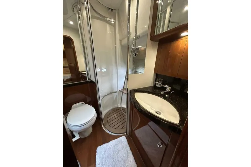 Slide: The Image of Luxurious bathroom in 2008 Princess 67 Flybridge Motor Yacht with shower and vanity. - 34