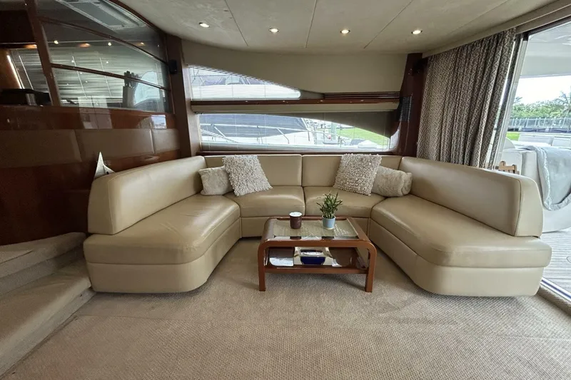 Slide: The Image of Luxurious interior of 2008 Princess 67 Flybridge Motor Yacht with plush seating and elegant decor. - 19