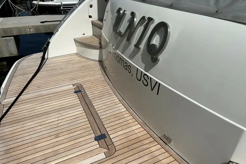 Slide: The Image of 2008 Princess 67 Flybridge Motor Yacht with teak deck, docked in St. Thomas, USVI. - 8