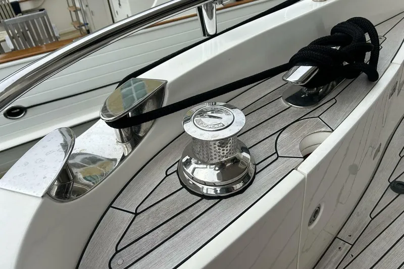 Slide: The Image of Deck of 2008 Princess 67 Flybridge Motor Yacht with winch and cleat. - 11