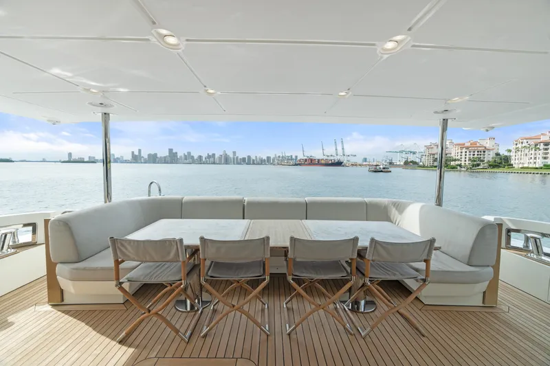 Slide: The Image of Luxury yacht deck with seating, ocean view; Azimut Grande 32 Metri, 2022 model. - 21