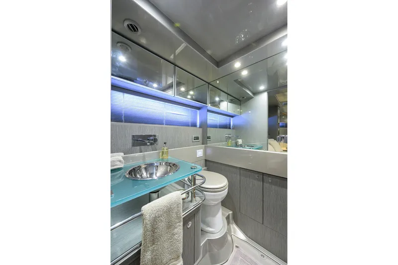 Slide: The Image of Luxurious bathroom interior of 2014 Riva 44' Rivarama yacht with modern fixtures and ambient lighting. - 40