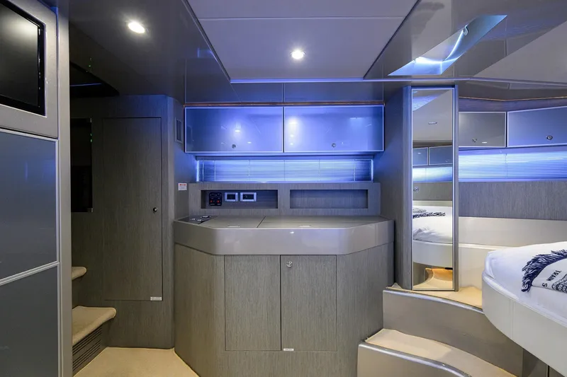 Slide: The Image of Luxurious interior of 2014 Riva 44' Rivarama yacht with modern design and ambient lighting. - 79