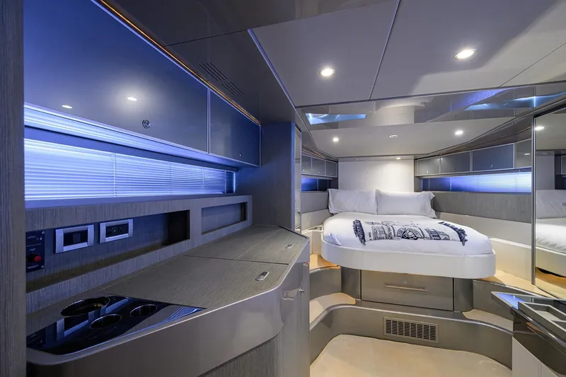 Slide: The Image of Luxurious interior of 2014 Riva 44' Rivarama yacht with modern bedroom and sleek design. - 80